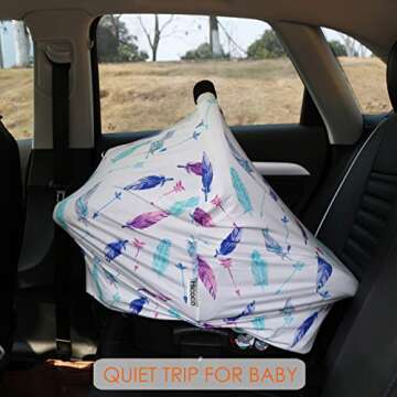 Carseat Canopy Covers for Breastfeeding - Baby Car Seat Covers Breastfeeding Cover Multi Use Boys and Girls Shower Gifts (Feather)