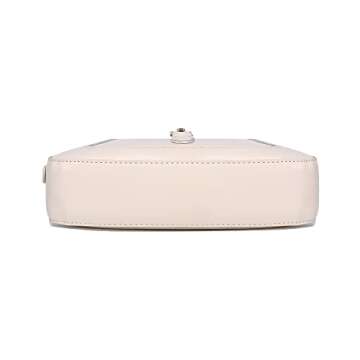 SUANNI Leather Shoulder Bag,Classic Crossbody Handbag for Women,Clutch Bag with Metal Lock Closure, White