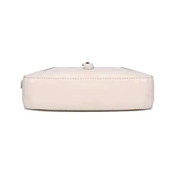 SUANNI Leather Shoulder Bag,Classic Crossbody Handbag for Women,Clutch Bag with Metal Lock Closure, White