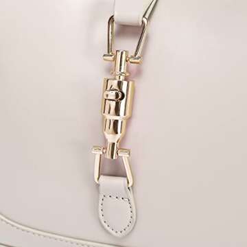 SUANNI Leather Shoulder Bag,Classic Crossbody Handbag for Women,Clutch Bag with Metal Lock Closure, White