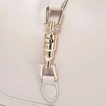 SUANNI Leather Shoulder Bag,Classic Crossbody Handbag for Women,Clutch Bag with Metal Lock Closure, White