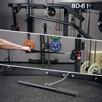 Valor Fitness Cable Machine - 200lb Plate Loaded Crossover Station with Pull-Up Bar, 17 Adjustable Pulley Positions with Handles - Strength Training