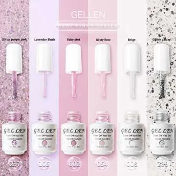 Gellen Gel Nail Polish Set - Pink Nudes Neutrals 6 Colors Gel Polish, Warm Pastels Nail Gel Polish Set Nail Art DIY Home Gel Manicure Set