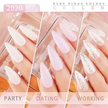 Gellen Gel Nail Polish Set - Pink Nudes Neutrals 6 Colors Gel Polish, Warm Pastels Nail Gel Polish Set Nail Art DIY Home Gel Manicure Set