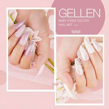 Gellen Gel Nail Polish Set - Pink Nudes Neutrals 6 Colors Gel Polish, Warm Pastels Nail Gel Polish Set Nail Art DIY Home Gel Manicure Set