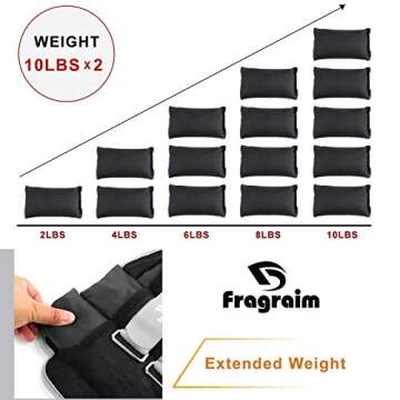 Fragraim Adjustable Ankle Weights 1-20 LBS Pair with Removable Weight for Jogging, Gymnastics, Aerobics, Physical Therapy, Resistance Training|Each 2-10 lbs, Total 20LBS, Light Grey
