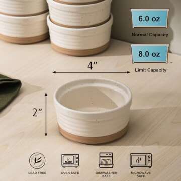 Frewinky Ceramic Ramekins 8oz,Creme Brulee Ramekins & Souffle Dishes for Oven,Small Baking-Dishes fo...