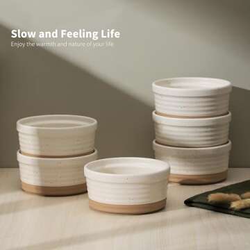 Frewinky Ceramic Ramekins 8oz,Creme Brulee Ramekins & Souffle Dishes for Oven,Small Baking-Dishes for Pudding,Serving Dip, Custard, Ice Cream,set of 6