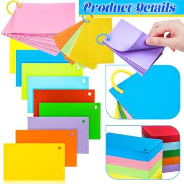 900 Pcs MotBach Flash Cards with Rings for Study