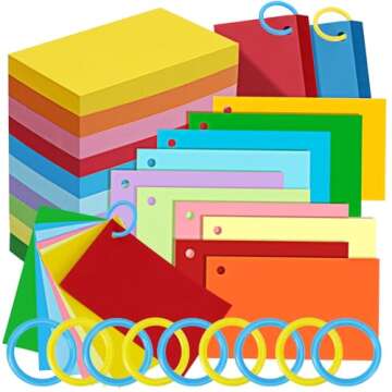 900 Pcs MotBach Flash Cards with Rings for Study