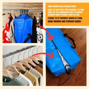 Moving Bags, Storage Totes, Extra Large Storage Bags for Moving Supplies, College Dorm Essentials, Bedroom Closet, Packing Bags with Backpack Handles Zipper Compatible with IKEA Frakta Cart（12 Pack）