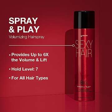 SexyHair Big Spray & Play Volumizing Hairspray, 16 Oz | Hold and Shine | Up to 72 Hour Humidity Resi...