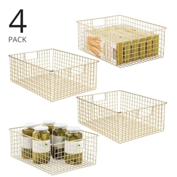 Stylish mDesign Metal Wire Food Storage Basket - 4 Pack