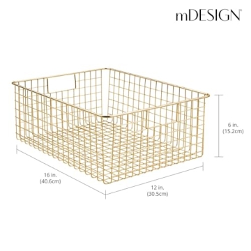 Stylish mDesign Metal Wire Food Storage Basket - 4 Pack