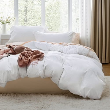 Bedsure White Oversized King Duvet Cover Set - 3 Pieces Prewashed Extra Soft Bedding