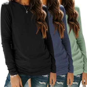 SUNBS Women's 3-Pack Long Sleeve Shirts - Stylish & Comfortable Fall Outfits 2024