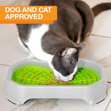 Neater Pets - Neat-LIK with Protective Tray - Slow Feed Pad for Dogs & Cats - Provides Boredom & Anxiety Relief (2 Pack w/Vanilla Bean Tray, Green & Purple)