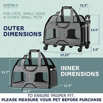 Katziela Airline-Approved Pet Carrier for Small Pets