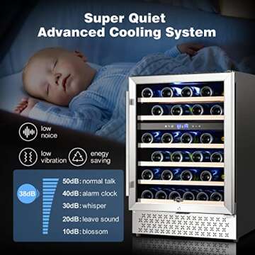 Tylza 24 Inch Dual Zone Wine Cooler for 46 Bottles