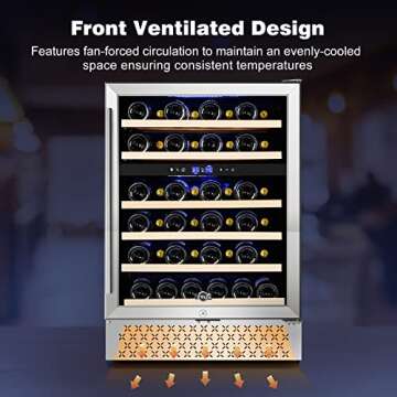 Tylza 24 Inch Dual Zone Wine Cooler for 46 Bottles