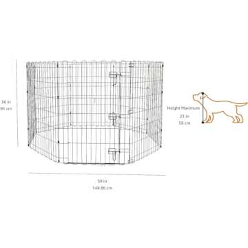 Amazon Basics Foldable Octagonal Metal Exercise Pet Playpen for Dogs, Portable Fence Pen, Single Doo...