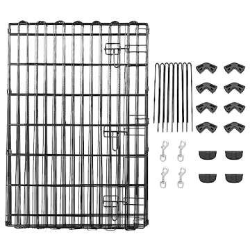 Amazon Basics Foldable Octagonal Metal Exercise Pet Playpen for Dogs, Portable Fence Pen, Single Door, 60 x 60 x 36 Inches, Medium - 36"H, Metal, Black