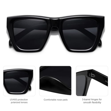 SOJOS Polarized Square Sunglasses for Women with UV Protection
