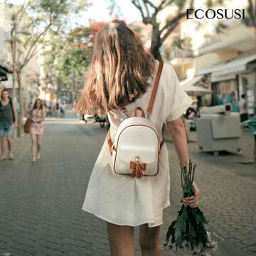 Cute ECOSUSI Mini Bowknot Leather Backpack