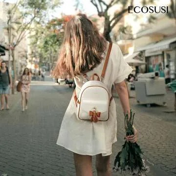 Cute ECOSUSI Mini Bowknot Leather Backpack