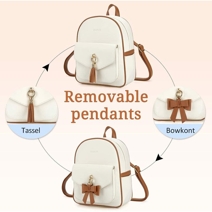 Cute ECOSUSI Mini Bowknot Leather Backpack