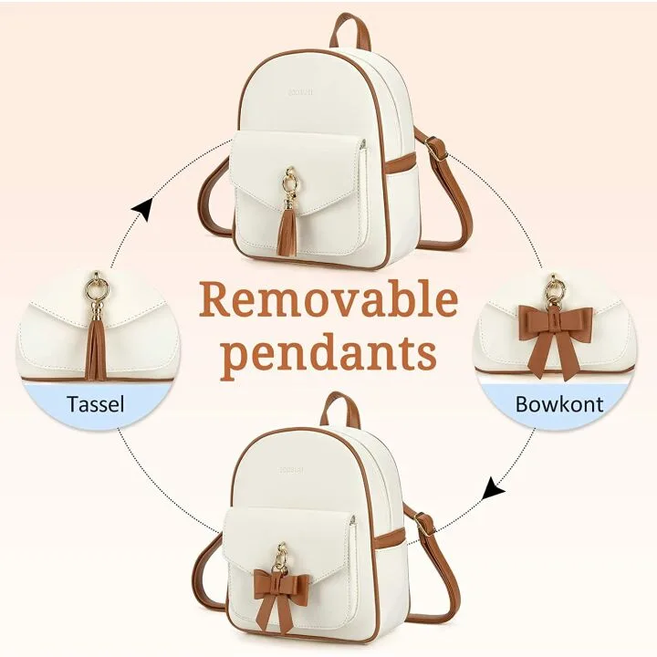 Cute ECOSUSI Mini Bowknot Leather Backpack