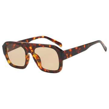 willochra Trendy Oversized Square Sunglasses for Women Pilot Sunglasses for Women Men Trendy Rectang...