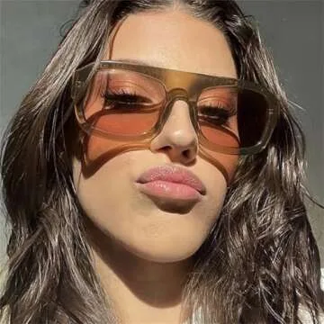 willochra Trendy Oversized Square Sunglasses for Women Pilot Sunglasses for Women Men Trendy Rectangle Outdoor Sun Glasses F28 (C3)