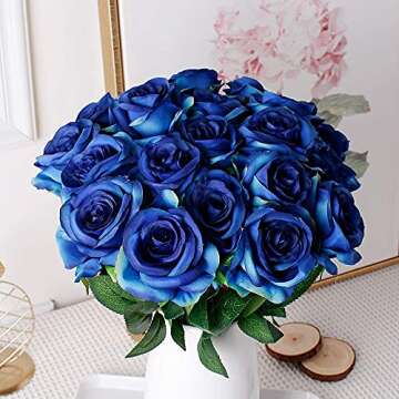 Luyue 10PCS Realistic Artificial Roses Bouquet for Home Decoration and Weddings