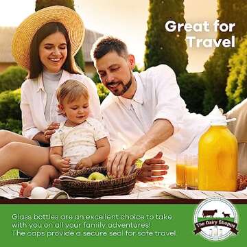 The Dairy Shoppe Heavy Glass Milk Bottles - Jugs with Lids and Silicone Pour Spouts - Clear Milk Containers for Fridge - Reusable Glass Milk Jug Dispenser - Made in USA (64 oz, 2 Pack)