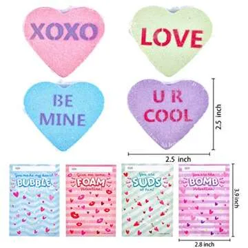 JOYIN 12 Pack Heart Bath Bombs for Valentine's Day Gifts