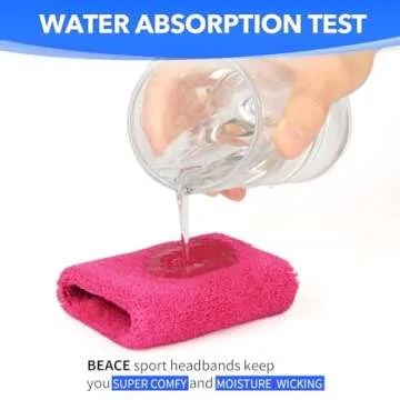 BEACE Sweatbands Sports Wristband for Men & Women - Moisture Wicking Athletic Cotton Terry Cloth Swe...