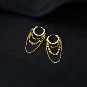 Elegant Reffeer 925 Sterling Silver Chain Drop Earrings