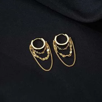 Elegant Reffeer 925 Sterling Silver Chain Drop Earrings