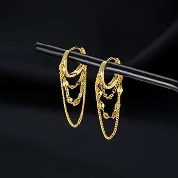 Elegant Reffeer 925 Sterling Silver Chain Drop Earrings