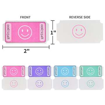 L LIKED 4000 Assorted Raffle Tickets Each Tickets Size 1x2 Inch,1000 Tickets Per Roll, 4 Rolls Smile Single Raffle Tickets Rolls-Pink,Green,Blue,Purple