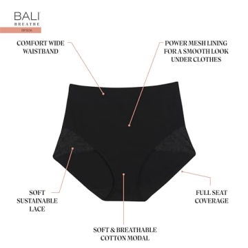 Bali Women's Breathe Lace Shaping Brief - Comfortable Control Panty