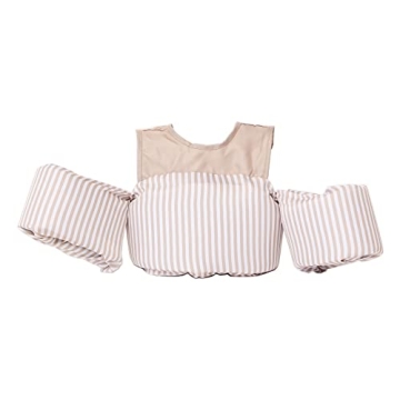 Sisterly Market Colorblock Swim Vest, Toddler Life Jacket, Cute, Simple, Life Vest for Boys and Girls (Tan Stripe)
