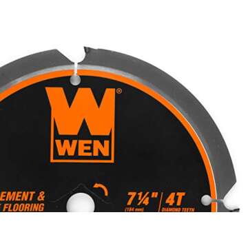 WEN BL0704 7-1/4-Inch 4-Tooth Diamond-Tipped (PCD) Professional Circular Saw Blade for Fiber Cement ...