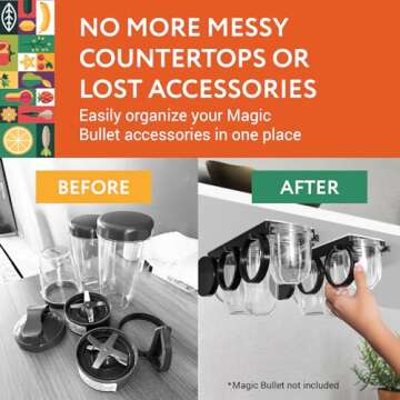 IMPRESA Kitchen Storage Cup Holder for Magic Bullet Blender Cups, Lids & Rims – 2 Pack Hanging She...