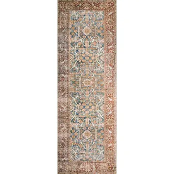 Loloi Layla Collection Ocean/Rust Area Rug for Living Rooms