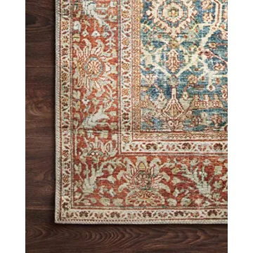 Loloi Layla Collection Ocean/Rust Area Rug for Living Rooms