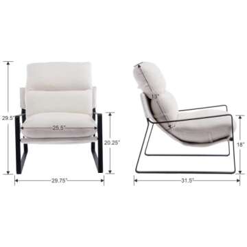 Ya-Home Mid-Century Sherpa Fabric Accent Chair with Armrest