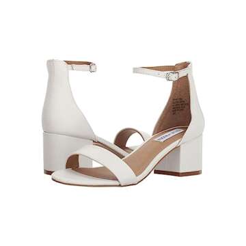 Steve Madden Women's Irenee Heeled Sandal, White Leather, 7