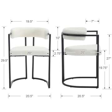 QUINJAY White Sherpa Dining Chairs for Modern Dining